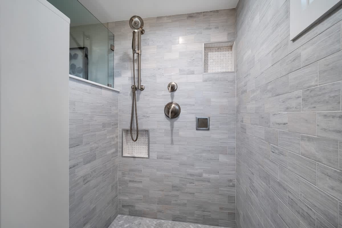 Tiled walk-in shower
