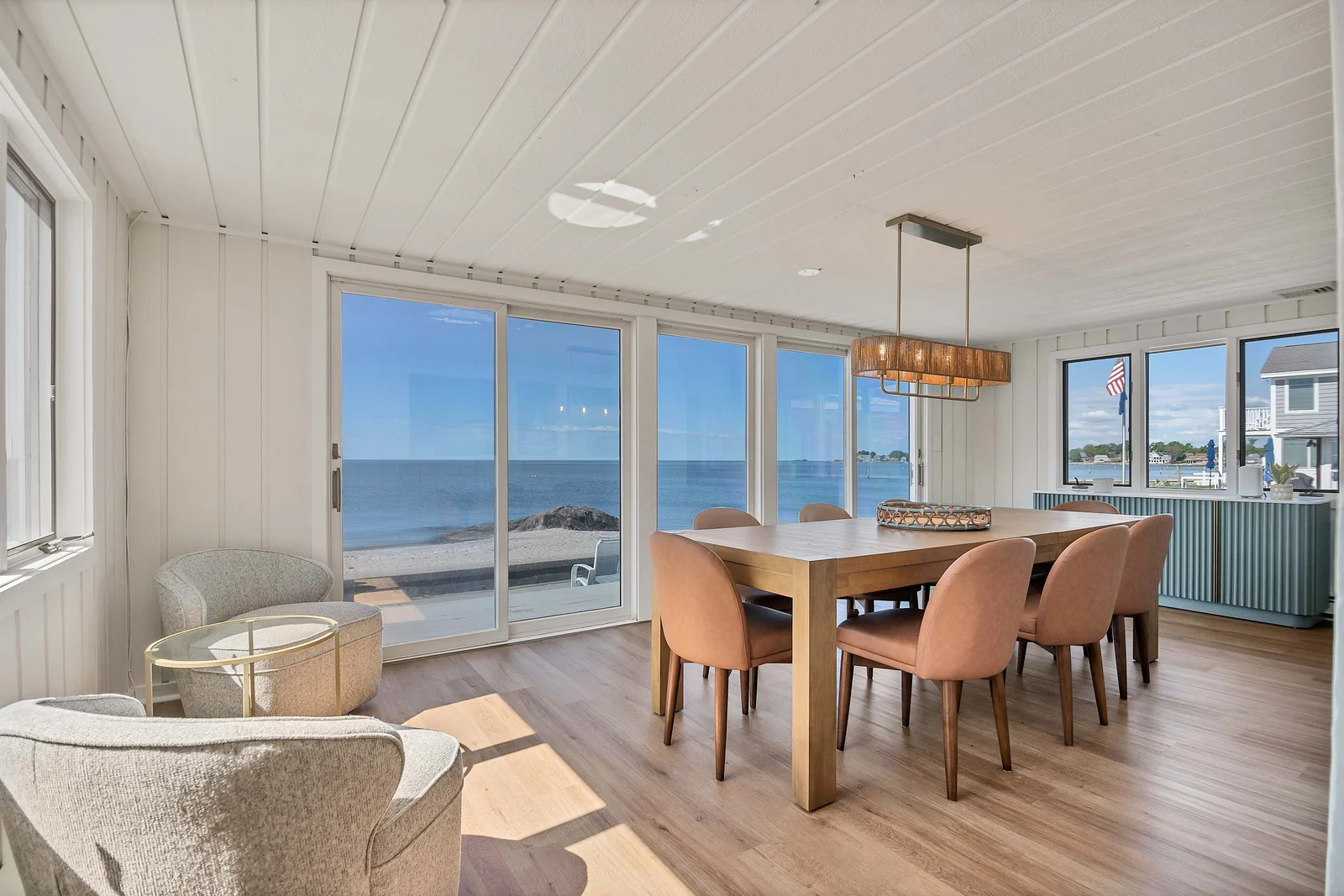 Glassed-in waterfront dining room