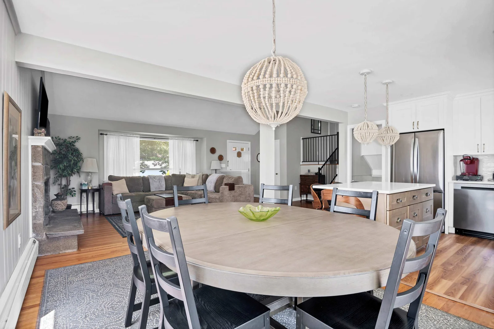 Open kitchen and dining area